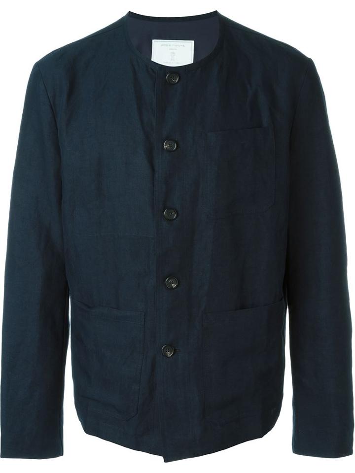 Société Anonyme Crew Neck Jacket, Men's, Size: L, Blue, Linen/flax