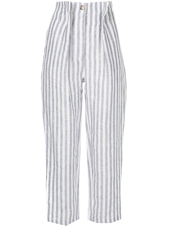 Anna October Striped High Waisted Trousers - Blue