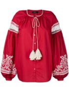 Wandering - Contrast Tunic - Women - Cotton - 40, Red, Cotton