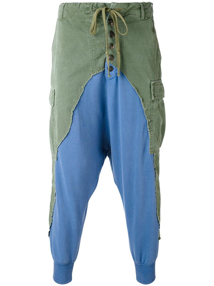 Greg Lauren - Patchwork Drop-crotch Trousers - Men - Cotton - 3, Green, Cotton
