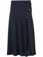 Versace Button-embellished Pleated Skirt - Blue