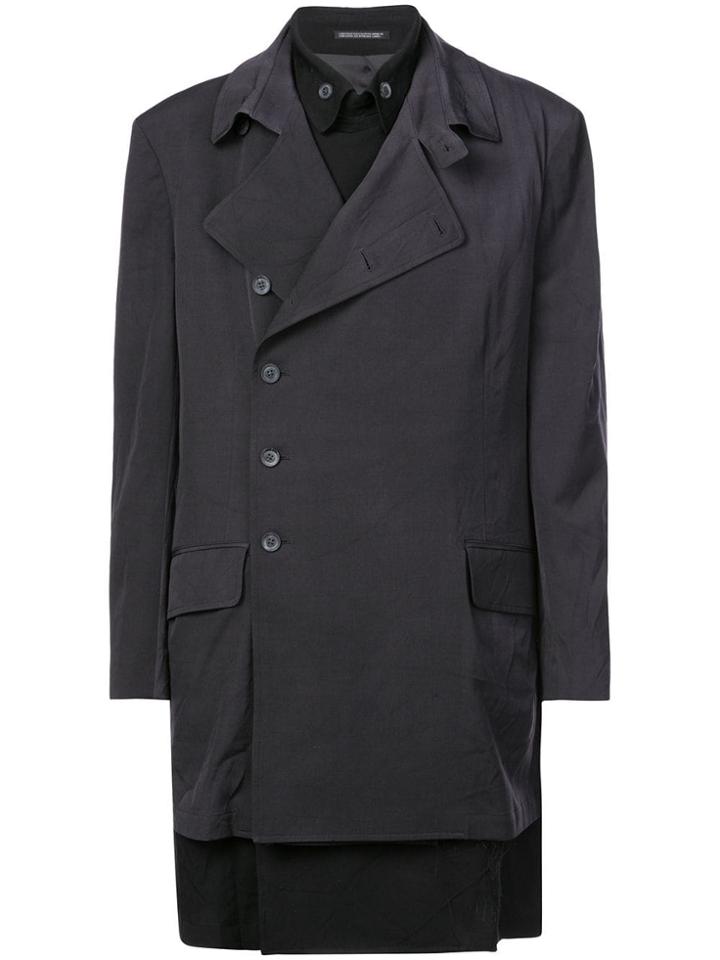 Yohji Yamamoto Layered Face Embroidered Jacket - Black
