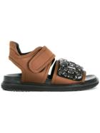 Marni Embellished Fussbett Sandals - Brown