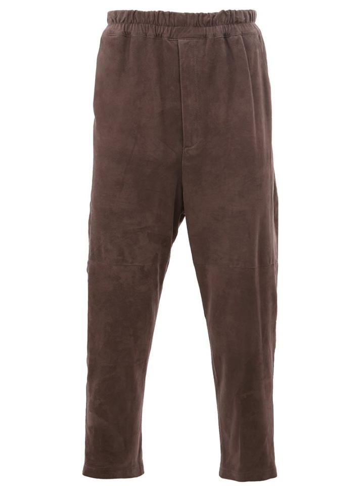 By Walid Cropped Trousers, Men's, Size: Large, Grey, Suede