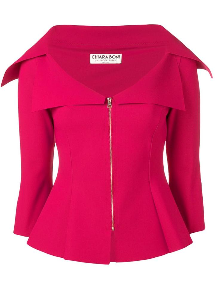Le Petite Robe Di Chiara Boni Zipped Up Fitted Jacket - Red
