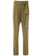 Andrea Marques Drape Tapered Trousers - Brown