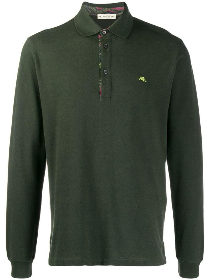 Etro Long Sleeved Polo Shirt - Green