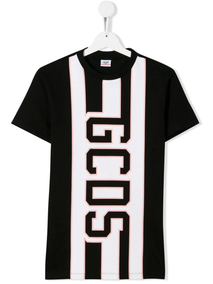 Gcds Kids Printed Logo T-shirt - Black
