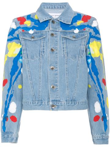 Mirco Gaspari Paint Splattered Denim Jacket - Blue