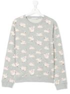 Stella Mccartney Kids - Teen Swan Print Sweatshirt - Kids - Cotton - 14 Yrs, Grey