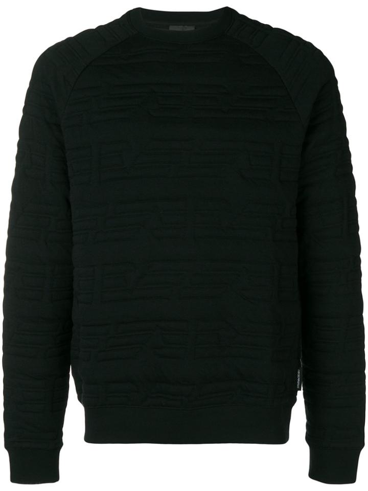 Emporio Armani Quilted Eagle Logo Sweatshirt - Black