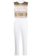 Elisabetta Franchi Sequin Embellished Jumpsuit - White