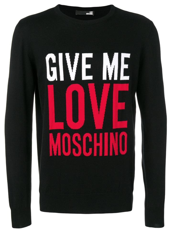 Love Moschino 'give Me Love' Print Jumper - Black