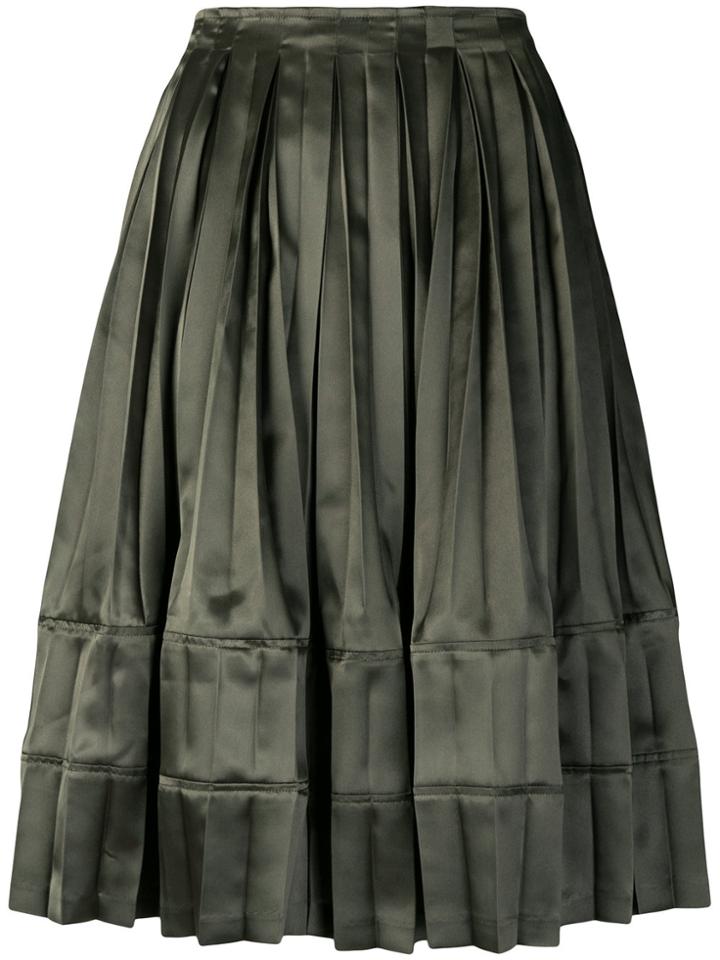 Junya Watanabe Pleated Satin Skirt - Green