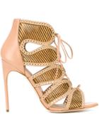 Brian Atwood Eyelets Lace Detailing Sandals