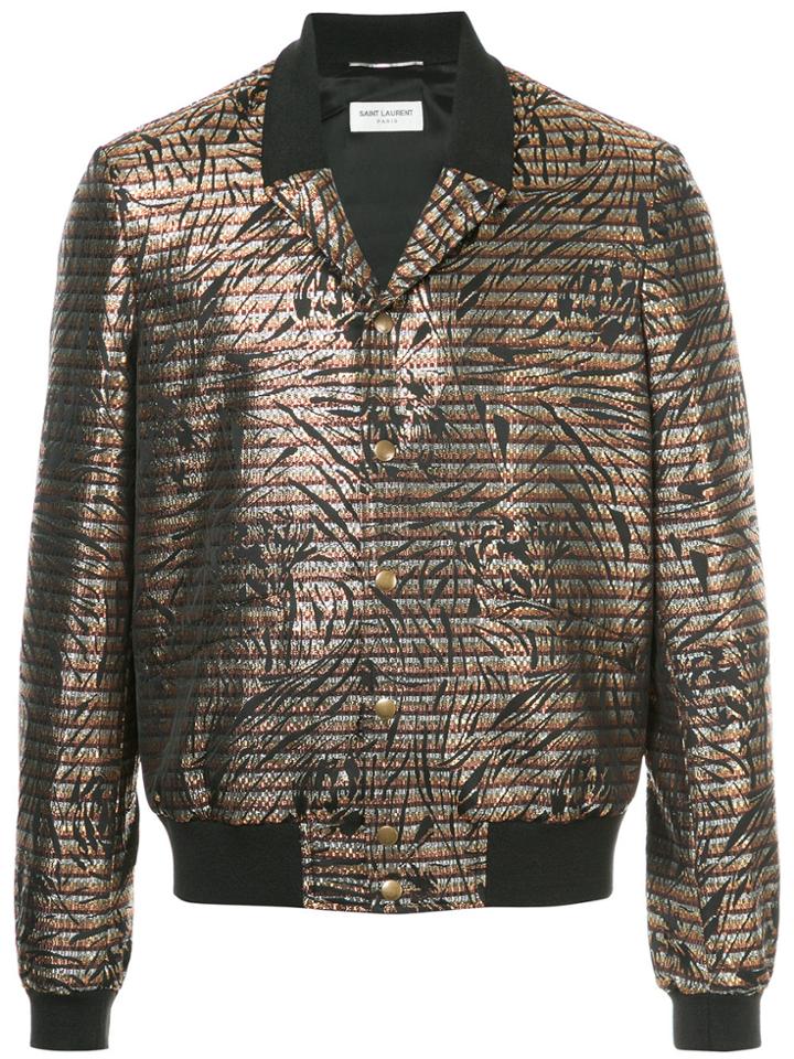 Saint Laurent Patterned Bomber Jacket - Black