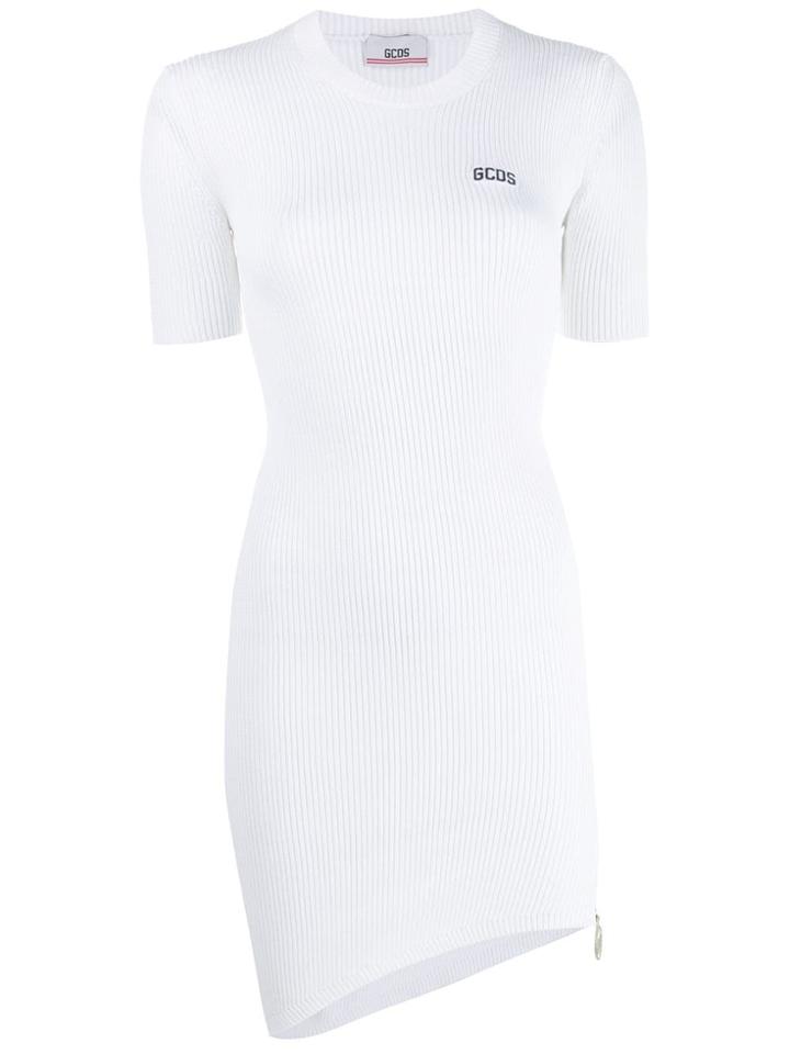 Gcds Ribbed Knit Fitted Dress - White