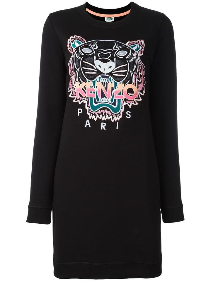 Kenzo Lion Head Embroidered Sweatdress, Women's, Size: Large, Black, Cotton