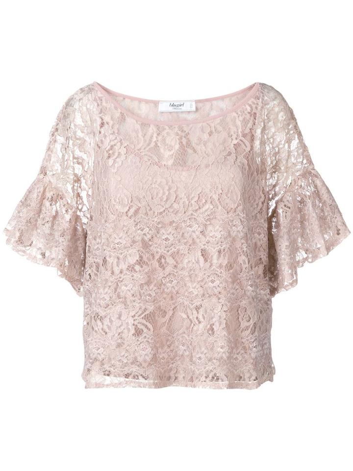 Blugirl Embroidered Floral Lace Top - Pink