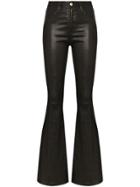 Frame Le High Flare Leather Trousers - Black