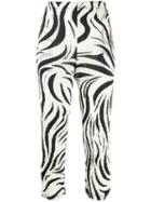 Pleats Please By Issey Miyake Zebra-pattern Pleated Trousers - White