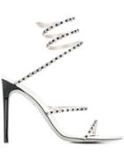 René Caovilla Embellished Spiral Sandals - Silver