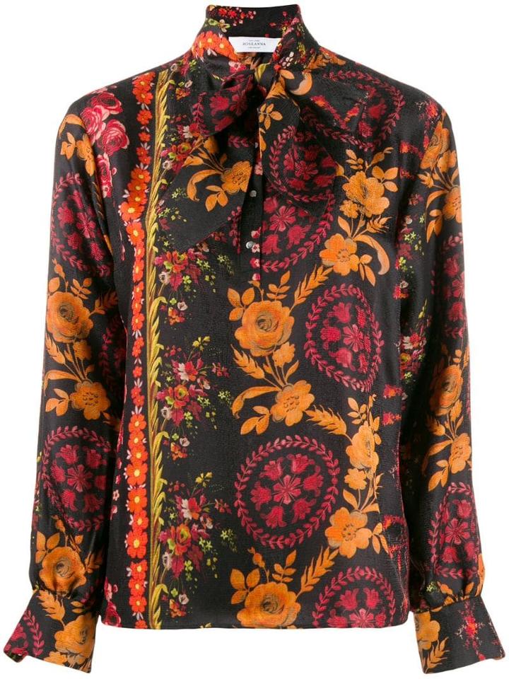 Roseanna Floral Pussy-bow Blouse - Brown