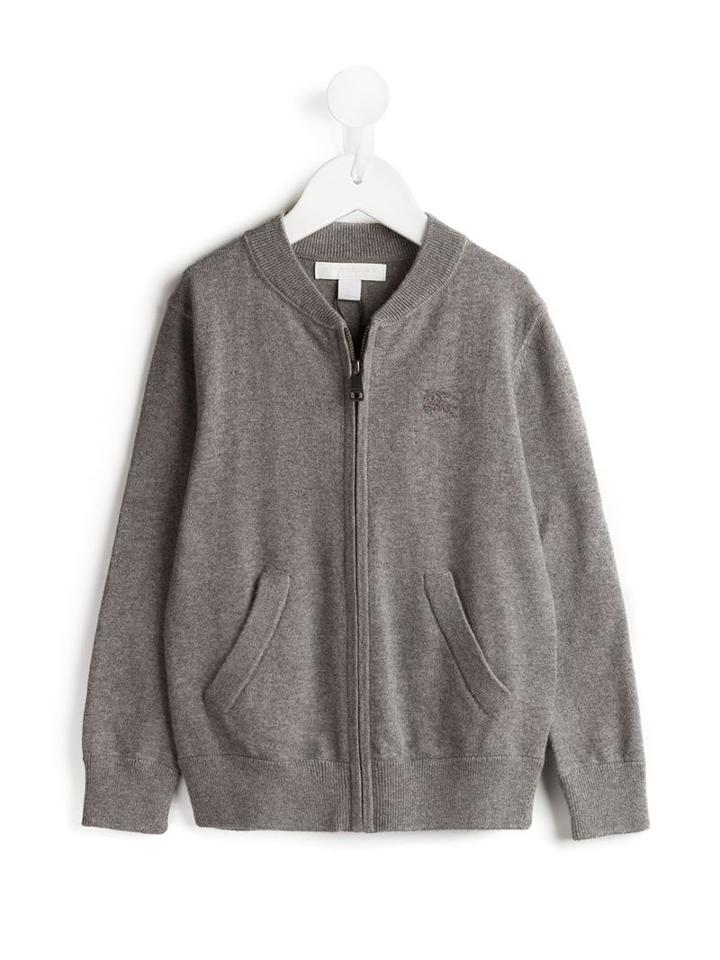 Burberry Kids Check Elbow Patch Cardigan, Boy's, Size: 10 Yrs, Grey