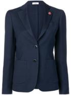 Lardini Floral Lapel Pin Blazer - Blue