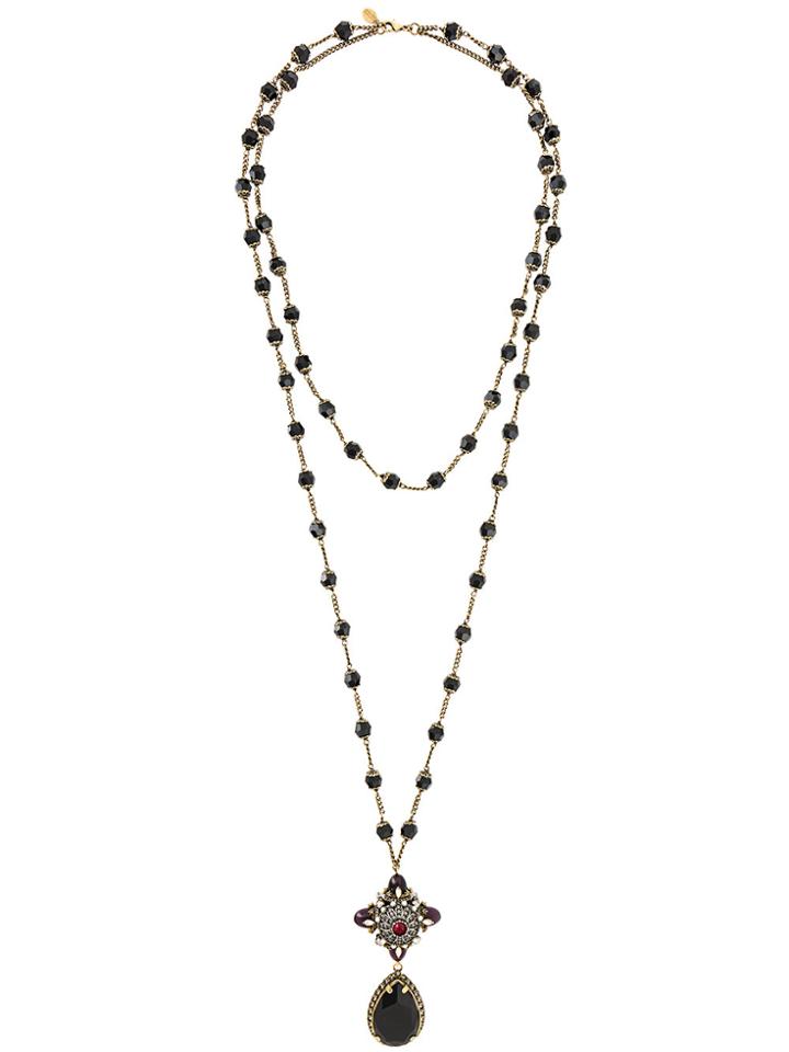 Alexander Mcqueen Jewelled Pendant Necklace - Metallic