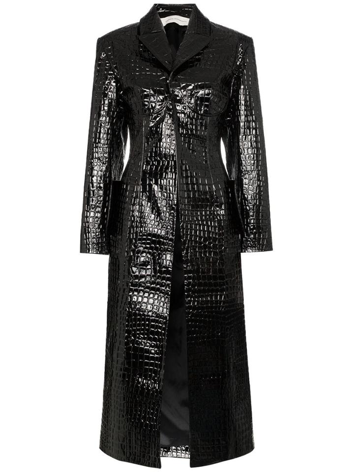 Aleksandre Akhalkatsishvili Mock Croc Trench Coat - Black