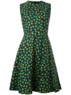 Prada - Floral Print Flared Dress - Women - Cotton/spandex/elastane - 38, Women's, Black, Cotton/spandex/elastane