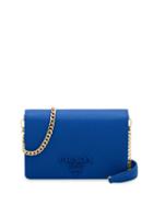 Prada Saffiano Texture Shoulder Bag - Blue