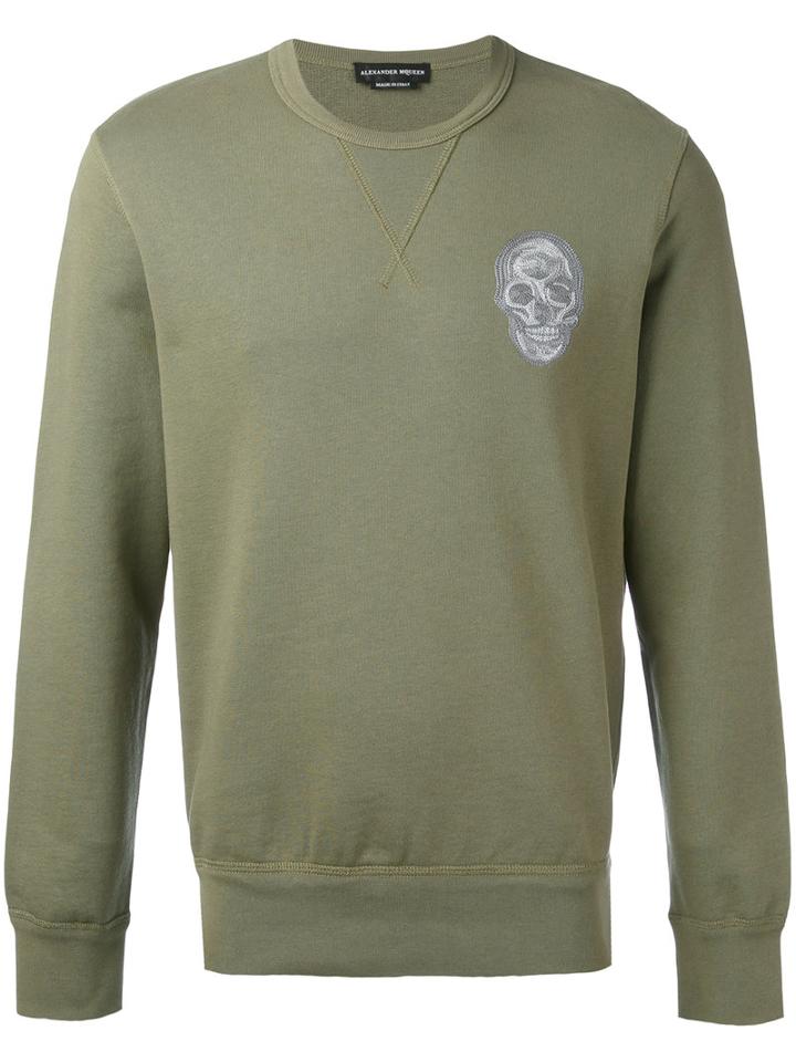 Alexander Mcqueen - Skull Embroidered Sweatshirt - Men - Cotton - L, Green, Cotton