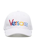 Versace Embroidered Rainbow Logo Cotton Baseball Cap - White
