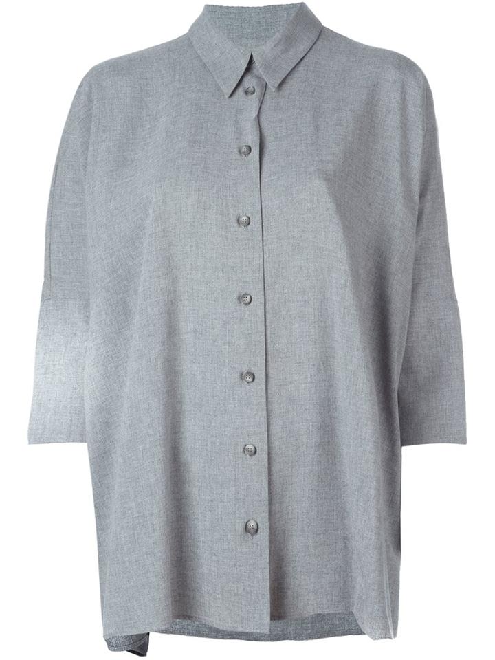 Mm6 Maison Margiela Three-quarter-sleeve Shirt, Women's, Size: Small, Grey, Viscose