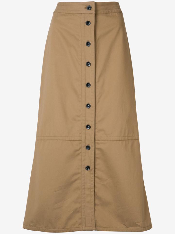 Yigal Azrouel Button Front Skirt, Women's, Size: 2, Brown, Cotton