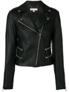 Michael Michael Kors Classic Biker Jacket, Women's, Size: Medium, Black, Lamb Skin/polyester/spandex/elastane