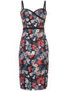 Black Halo Rose Print Fitted Dress