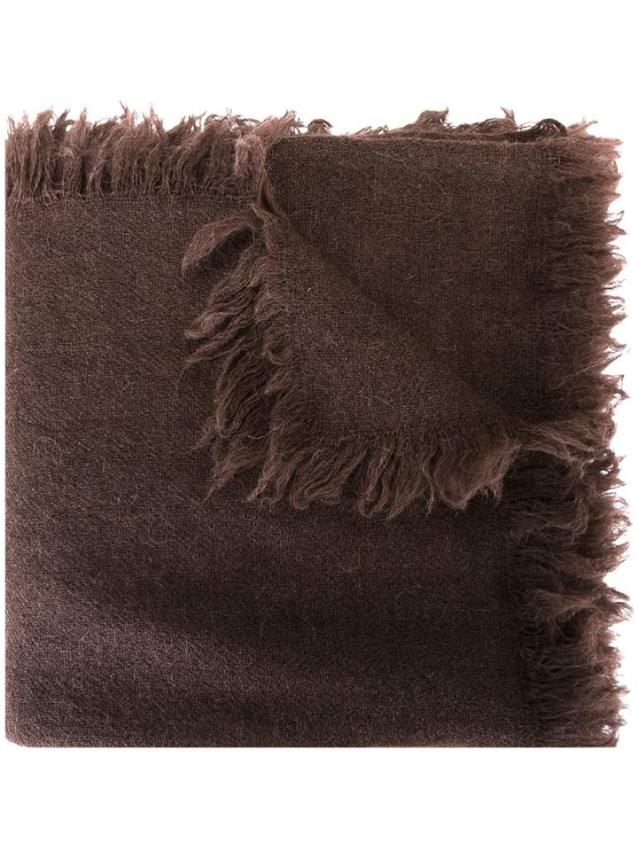 Rick Owens Frayed Scarf, Men's, Brown, Alpaca