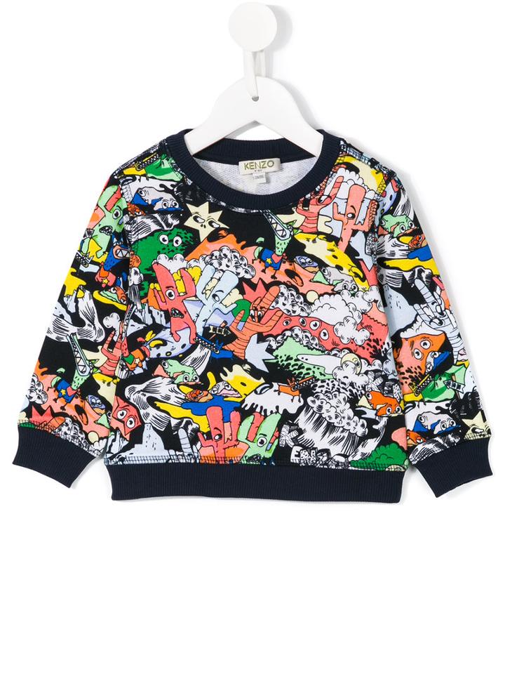 Kenzo Kids - Cartoon Print Sweatshirt - Kids - Cotton - 24 Mth, Black