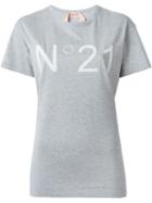 No21 Logo Print T-shirt, Women's, Size: 44, Grey, Cotton