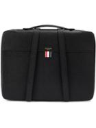 Thom Browne Handle Zip Top Artist Folio In Pebble Grain - Black