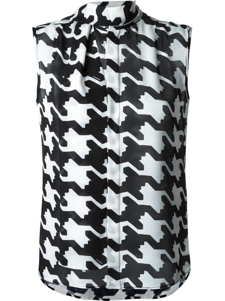 Dsquared2 Houndstooth Design Blouse, Women's, Size: 44, Black, Silk