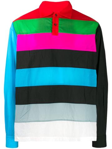 Xander Zhou Stripe Panel Polo Shirt - Blue