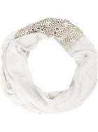 Cutuli Cult Embellished Cut Out Scarf, Adult Unisex, White, Modal