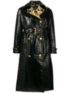 Versace Mock Croc Vinyl Trench Coat - Black