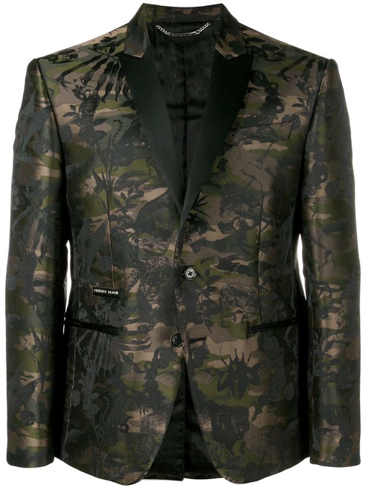 Philipp Plein Camouflage Brocade Blazer - Green