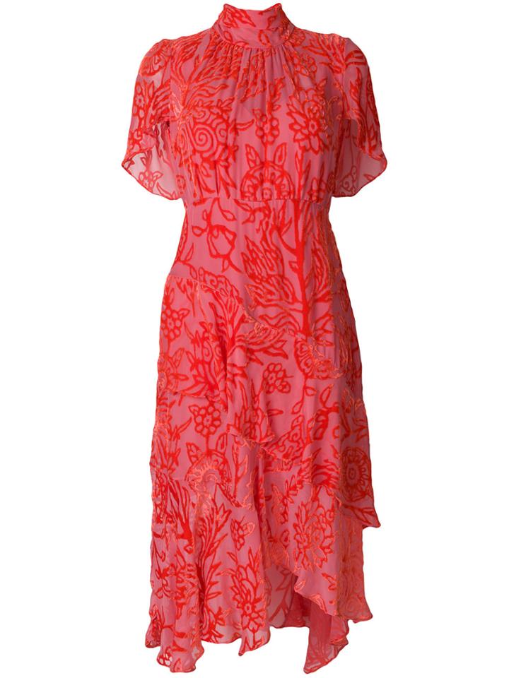 Peter Pilotto Floral Devoré Dress - Pink & Purple