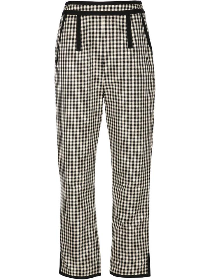 Isa Arfen Gingham Cropped Trousers, Women's, Size: 8, Black, Cotton/polyester